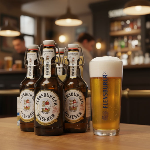 Flensburger Pilsener 4 x 0.33L Multipack & Glass