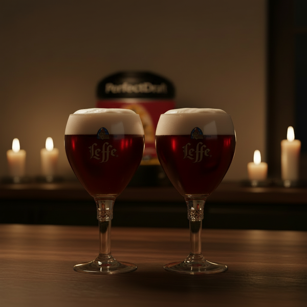 Leffe Ruby Keg & Glass Bundle lifestyle shot