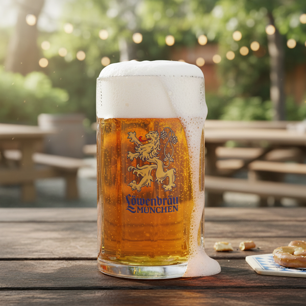 Löwenbräu Glass – Beer Garden Background