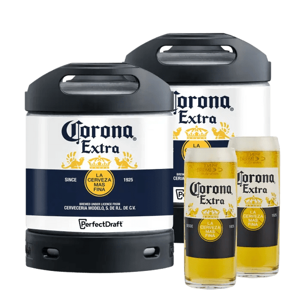 PerfectDraft Corona Extra 6L Pack (2 Kegs + 2 Glassware) - thebeerhoose.co.uk
