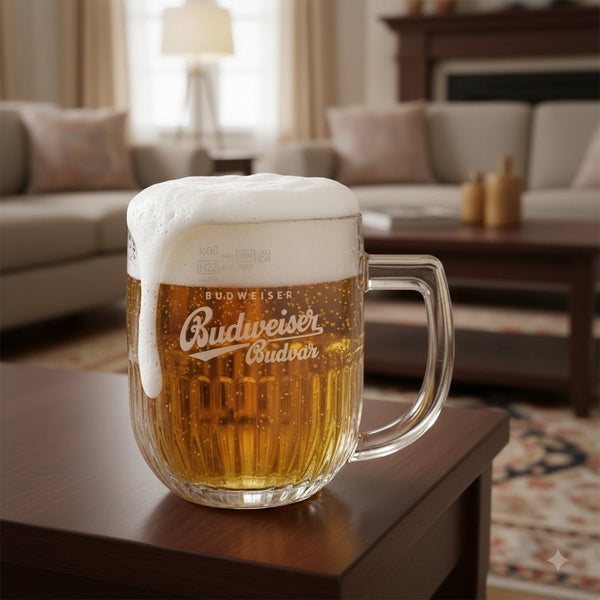 Budweiser Budvar Branded Beer Glass Mug - 1 Pint (Set of 6) - thebeerhoose.co.uk