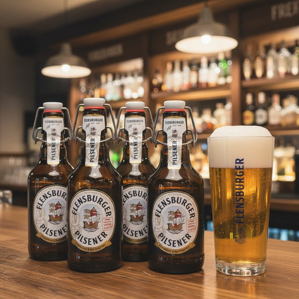 Flensburger Pilsener 4 x 0.33L Multipack & Glass