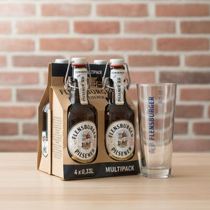 Flensburger Pilsener 4 x 0.33L Multipack & Glass - thebeerhoose.co.uk