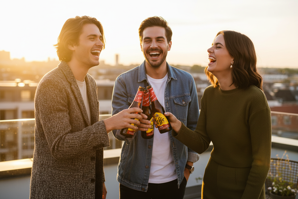 Friends enjoying Leffe Ruby