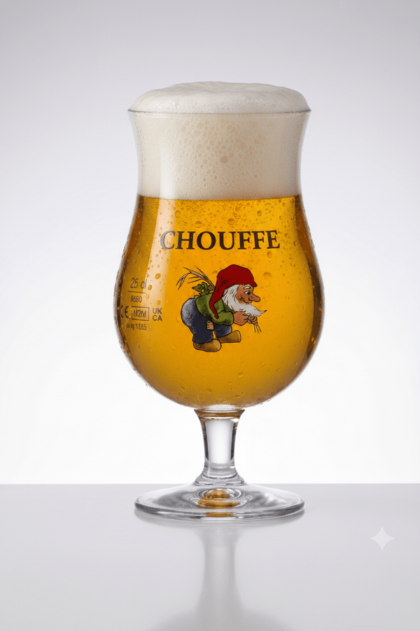 La Chouffe Branded Tulip Beer Glass 25cl (Set of 2) - thebeerhoose.co.uk